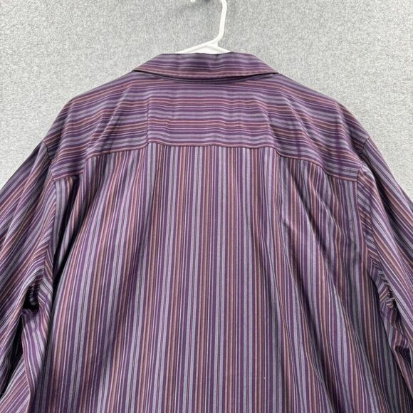 Eddie Bauer Mens TXL Button Down Shirt Wrinkle Resistant Purple Striped Work - Picture 10 of 12